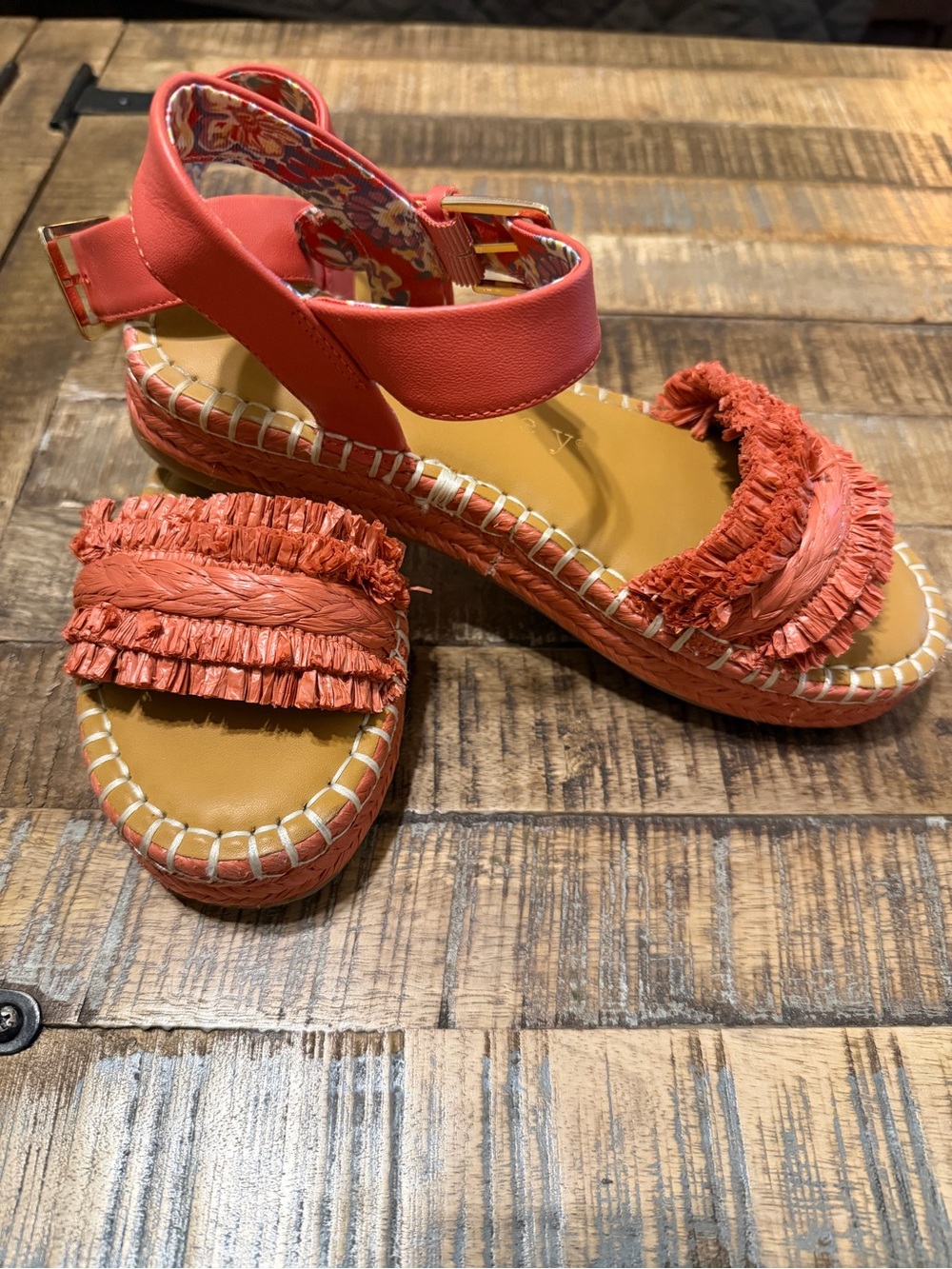 Copper Key Coral Fringe Espadrille Sandals